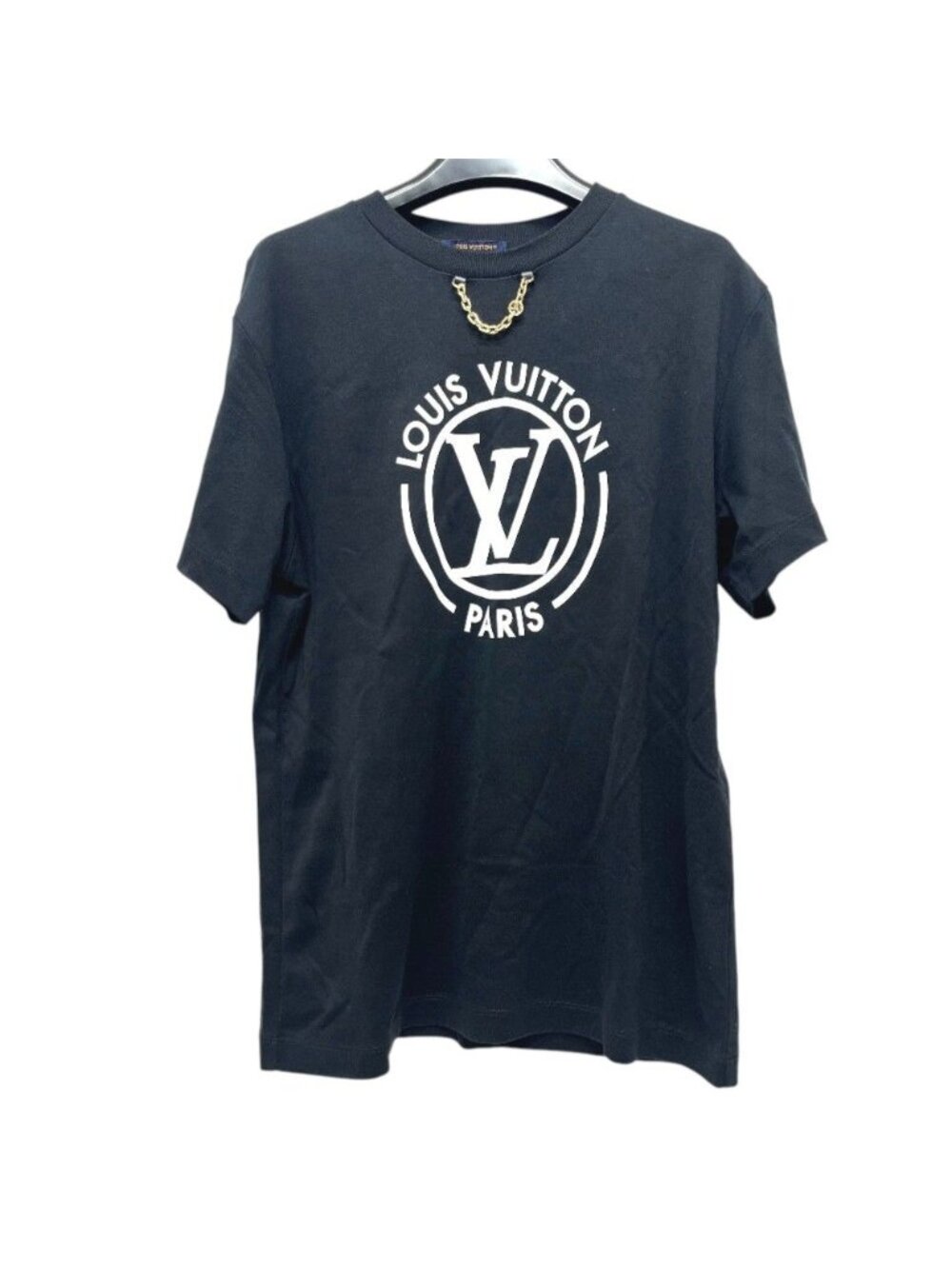 Louis Vuitton Short Sleeve T-Shirt Flocked LV Cotton Black